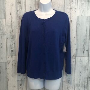 Susina Pointelle Button Front Cardigan NWT Large